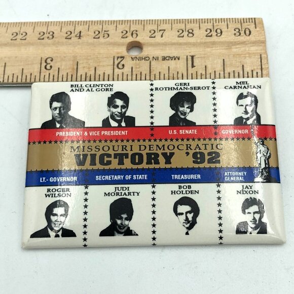 Vintage Missouri Democratic1992 Victory Pins Set of 2 - Picture 3 of 5